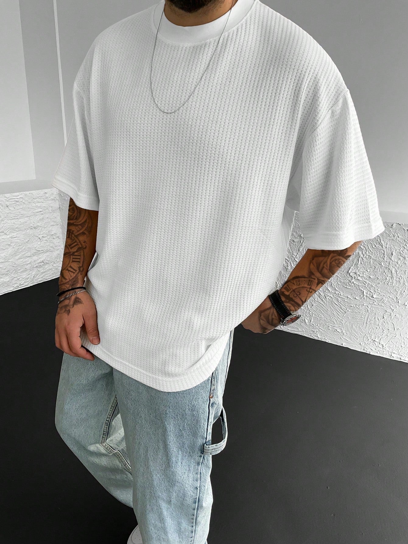 RIBBED OVERSIZE T-SHIRT - WEIẞ