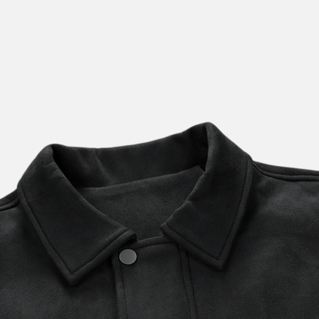 SUEDE BOMBER JACKET - BLACK